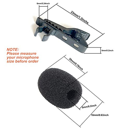3pcs Lavalier Microphone Metal Tie Clips with 3pcs Lapel Mic Windscreen Foam Covers, Lapel Microphone Replacement Kit, Metal Lapel Mic Clips Sponge Cover Kit (6 Pack, 6mm) | 0.6mm Lapel Microphone Replacement Kit, Metal Lapel Mic Clips Sponge Cover Kit -