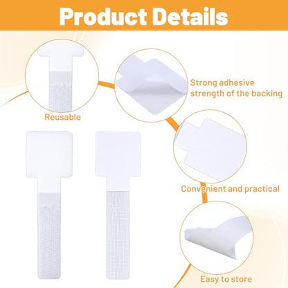 50 Pcs Cable Management Under Desk Wire Clips Under Table Hook and Loop Cable Straps White Adjustable Self-Adhesive Cables Ties Reusable Cord Organizer Holder for Home, Office