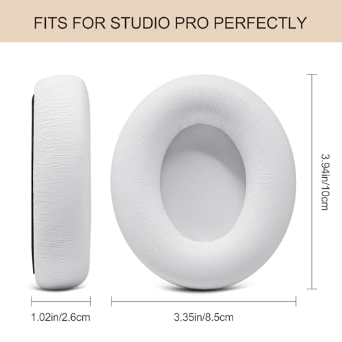 Studio Pro Ear Pads Replacement - GVOEARS Ear Cushions for Beats Studio Pro Wireless Over Ear Headphones, Protein Leather Strong Adhesive (White) - color: White