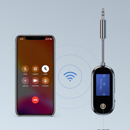 Bluetooth 5.3 Transmitter Receiver with Call Function, Studio Grade HD Sound Adapter for Home Travel Gym, Low Latency Wireless
