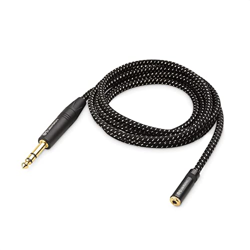 Cable Matters 6.35mm to 3.5mm Headphone Adapter Cable, 6ft | 1/4 Male to 1/8 Female, 3.5mm to 1/4 Adapter, Amp to Headphone Converter, Black - size: 6 ft