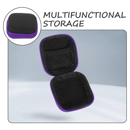 Portable Earbuds Carrying Case with Cable Organizer Bag for Travel, Eva Hard Shell Ear Buds Storage Pouch in Purple, Compatible with Wired Earphones and Chargers