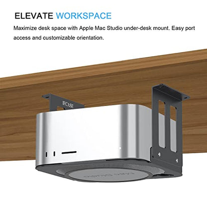 IFCASE Aluminum Under Desk Mount for Mac Studio M4 M3 M2 M1 Max, Ultra with Anti-Scratch Pad (Black) - color: Black