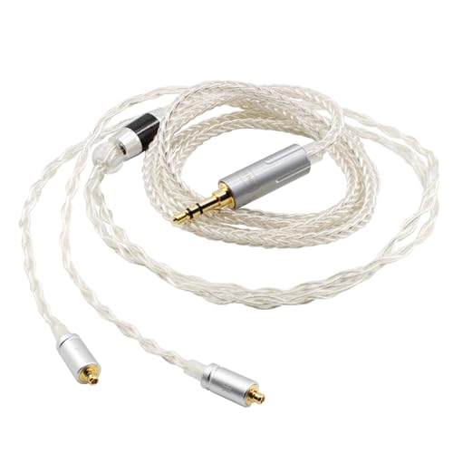 Youkamoo MMCX IEM Replacement Cable, 3.5mm Detachable Silver-Plated Copper Earphone Cord Compatible with Shure SE215, SE425, SE535, SE846, 4ft/1.2m - color: Silver