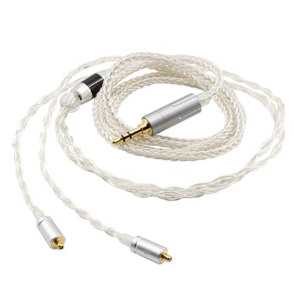 Youkamoo MMCX IEM Replacement Cable, 3.5mm Detachable Silver-Plated Copper Earphone Cord Compatible with Shure SE215, SE425, SE535, SE846, 4ft/1.2m - color: Silver