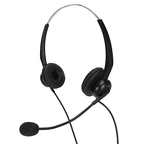 Professional Wired Business Headset Office Headset Telephone with Noise Canceling Microphone Clear Calls Hearing Adjustable Headband for Call Center Business Work (Dual 3.5mm Interface) - size: Dual 3.5mm Interface