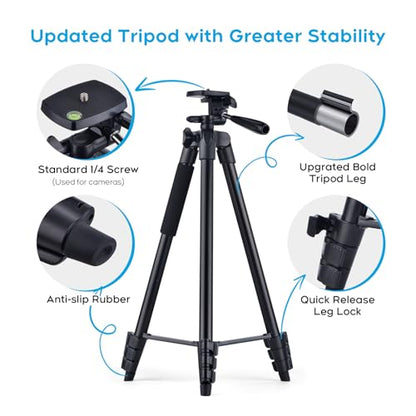LINKCOOL 160cm/63 Adjustable Phone Tripod, Lightweight Portable Stand with Remote Shutter for iPhone Samsung Smartphone & Camera