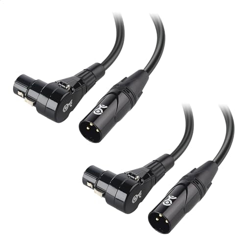 Cable Matters 2-Pack Right Angle XLR Microphone Cable, 6ft | Oxygen-Free Copper (OFC), Right Angle Mic Cord, Black - size: 6ft