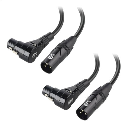 Cable Matters 2-Pack Right Angle XLR Microphone Cable, 6ft | Oxygen-Free Copper (OFC), Right Angle Mic Cord, Black - size: 6ft