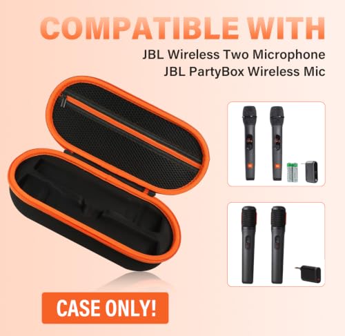 Wireless Microphone Case Compatible with JBL Wireless 2 Microphone System, Handheld Dual Mic Carrying Case, Travel Bag for Receiver, Batteries and Adapter, Karaoke - Orange (Box Only) - color: Orange