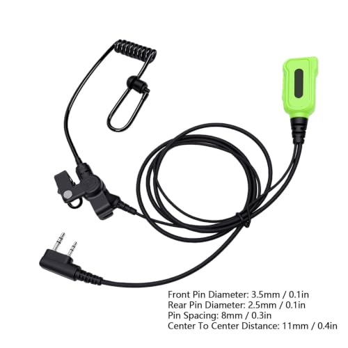 Yunseity Radio Earpiece, 2 Way Radio Headset with Acoustic Tube Noise Reduction Microphone Push to Talk, for TK TH KPG HYT 2 Pin Dual Pin 3.5mm .5mm
