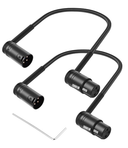 Right Angle XLR Adapter Cable,Adjustable 90 Degree XLR Male to Female Microphone Cable,Rotatable Mic Cord for Mixer Microphone 1FT(30cm) 2pcs - style: 2PCS 1FT