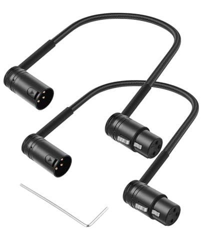 Right Angle XLR Adapter Cable,Adjustable 90 Degree XLR Male to Female Microphone Cable,Rotatable Mic Cord for Mixer Microphone 1FT(30cm) 2pcs - style: 2PCS 1FT