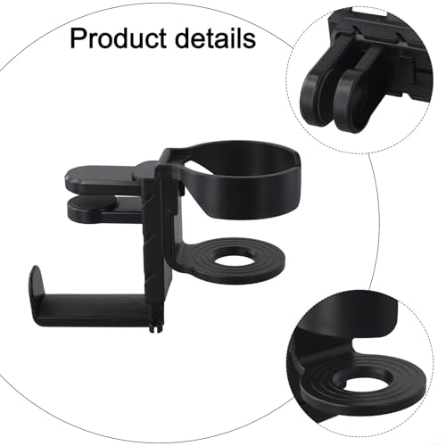 Under Desk Organizer Cup Holder and Headphone Hanger 2 in 1 Adjustable Clamp for a Cleaner Workspace (Black) - color: Black