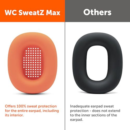 WC SweatZ Max - Patented Silicone Sweat Covers for AirPods Max 1 | Made by Wicked Cushions | (Does Not Fit AirPods Max 2). Sweatproof, Full Earpad Protection | Orange - color: Orange