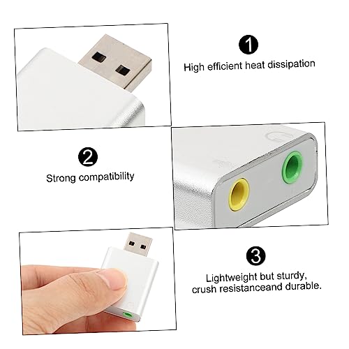 USB External Stereo Sound Adapter Plug and Play with Headphone and Microphone Jack Aluminum Alloy Compact USB Audio Card for Laptop Desktop Replacement
