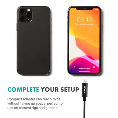 Movo IMA-5 USB-C to 11.8" (30CM) Lightning Microphone Adapter Cable – Connect USB-C Shotgun Mics to iPhone/iPad – Compatible X1, X1-MINI, VXR10-AI, Rode VideoMic NTG, VideoMic GO II