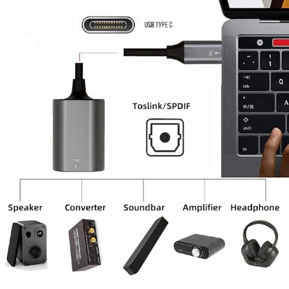 xiwai USB-C Input to SPDIF Toslink Optical Audio Jack Opt Type-C Male to Digital Optical Fiber Optic Sound Interface Female Adapter Wire for Desktop Laptop 20cm - style: Type-C to Toslink Female