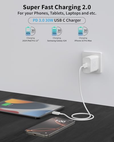[Apple MFi Certified] iPhone 17 16 15 Fast Charger with 10FT Cable | 2 Pack 30W Charger Set with USB-C to USB-C Cable; Compatible with iPad, Pixel, Galaxy; Ideal for Home, Office and Travel.