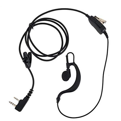 G Shape 2 Pin Walkie Talkie Earpiece Headset Compatible with Baofeng UV-5R Retevis H-777 RT21 RT22 Arcshell AR-5 Two Way Radio (2 Pack)
