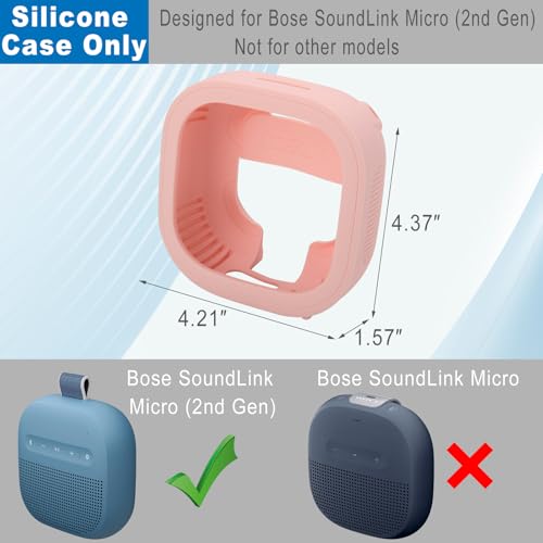 1 Pack Silicone Case for Bose SoundLink Micro 2nd Gen Speaker, Shockproof Protective Skin Cover Sleeve Soft Silicone Cover (Case Only) (Pink) - color: Pink