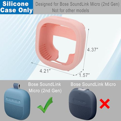 1 Pack Silicone Case for Bose SoundLink Micro 2nd Gen Speaker, Shockproof Protective Skin Cover Sleeve Soft Silicone Cover (Case Only) (Pink) - color: Pink