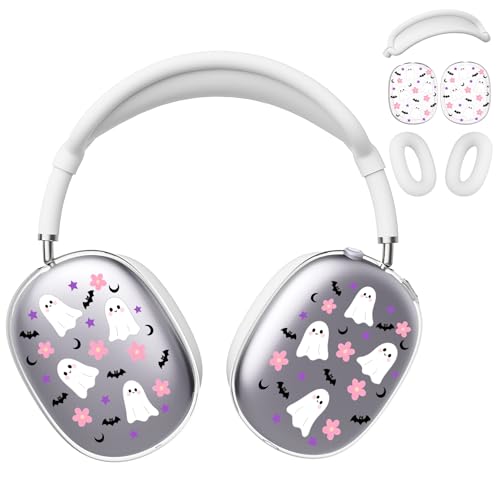 for AirPods Max Headphones Halloween Ear Covers for AirPods Max 2 | Cute Ghost Clear Ear Cups Cover | White Silicone Ear Pad Case Headband Cover for Apple AirPods Max 2/1 (2026/2024/2020) - color: Ghost L/White