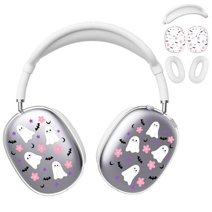 for AirPods Max Headphones Halloween Ear Covers for AirPods Max 2 | Cute Ghost Clear Ear Cups Cover | White Silicone Ear Pad Case Headband Cover for Apple AirPods Max 2/1 (2026/2024/2020) - color: Ghost L/White