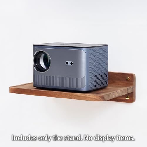Acacia Wood Projector Shelf for Wall Mount, 14.2" x 11" Floating Shelf & Rack Holder for Router, Modem, Cable Box, Compatible with Gaming Consoles