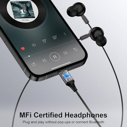 Wired Headphones Earbuds wtih Lightning Connector Magnetic Earphone Headset | Ear Buds Magnetic with Mic Volume Control HiFi Stereo,Noise Cancelling Compatible for iPhone 14 13 12 11 Pro Max XS 8 7 Plus