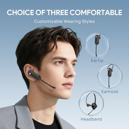 Yealink Wireless DECT Headset WH63 E2,Single Ear (Mono) Convertible Headset | Zoom Teams Certified,3 Wearing Styles,Office Wireless Headset For Work,Connects to Desk Phone&Computer,Noise Canceling Mic - color: UC