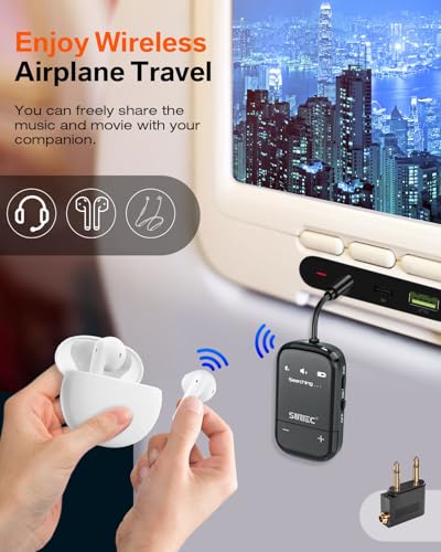Airplane Bluetooth Wireless Adapter w/aptX Adaptive for 2Headphones/AirPods