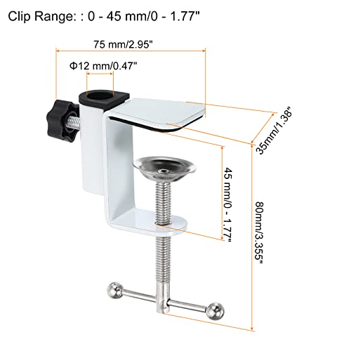 PATIKIL 0.47" Hole Dia. Desk Clamp, 2 Pcs Aluminum Alloy Bracket Universal Adjustable C-Clamp Mount Holder for Microphone Mic Arm Table Lamp Stand, White - color: White