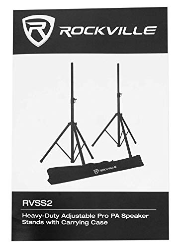 Rockville Pair RVSS2 White Tripod DJ PA Speaker Stands, 132 lbs Capacity, Adjustable Height 47-79 in, Carrying Case Included, for DJs Churches Clubs | Carry Case Included, 132 Lb Capacity, Adjustable 47"-79", Steel Construction, Also Works as Lighting Sta