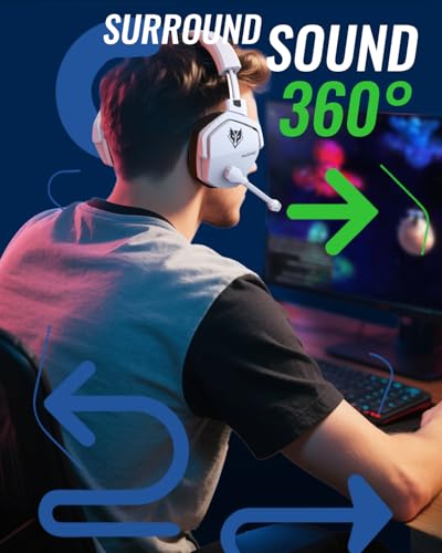 NUBWO G06 Pro Wireless Gaming Headset with Charging Station for Headset & PS5 Controller, 17ms Low Latency, 120H Battery Life, Dynamic 50mm Drivers-White (Only Compatible with PS5) - color: white black