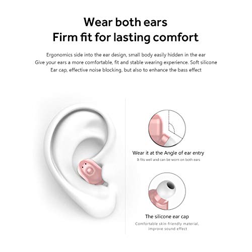 Wireless Earbud, Sport Earbud 4-5 Hours Bluetooth Headset 3D Stereo Sound Wireless Bluetooth Headphones, Built-in Microphone (Pink) - color: Pink