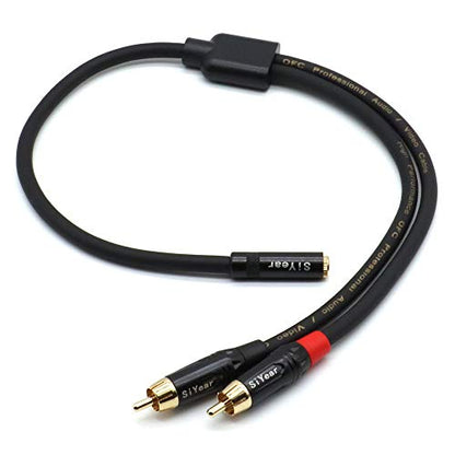 3.5mm Female to 2 RCA Male Y Splitter Cable, 3.5mm (1/8 inch) Female to Dual RCA/Phono Male Stereo Audio Breakout Adapter （50cm - color: 3.5F-2RCAM