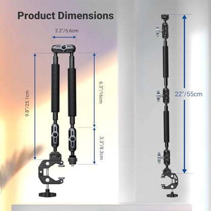 NEEWER 22" Magic Arm w Desk C Clamp, Overhead Camera Mount with Articulating Mic Boom Arm 1/4" 3/8" Threads for ARRI, Desktop Stand Holder for Phone Microphone Webcam Action Camera Video Light, UA057 - style: UA057