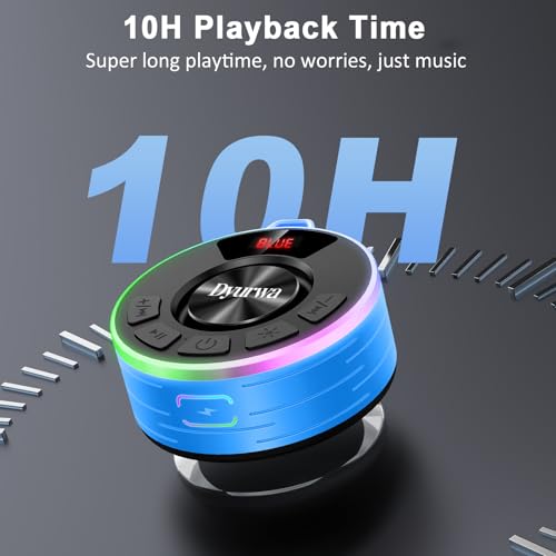Bluetooth Shower Speaker, Waterproof Shower Speaker Bluetooth 5.3 Loud Clear Sound with Suction Cup, Built-in Mic, Digital Display/RGB Lights, IPX7 Bathroom Speaker for Outdoor/Pool/Beach/Party/Gift. - color: Blue