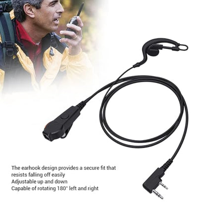 Yunseity 2 Pin Radio Earpiece, Clear Sound Quality Wired Earhook Headset with Mic Push to Talk Key, for HYT Puxing Radios