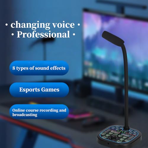 USB Computer Microphone,Easy-to-Use Real-Time Changing Voice Changer Microphone Desktop Mac for PC/Laptop/Smartphone/Tablet for Online Chatting, Home Studio, Podcasting, Gaming, Skype, YouTube