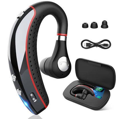 Bluetooth Headset,Wireless Bluetooth Earpiece,Headphones for Work | 15g Ultralight,500mAh Charging Case,72H Playtime for Work,V5.3 Hand-Free Comfortable Fit with Mic for Trucker/Office