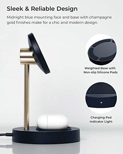 iOttie Velox Magnetic Wireless Duo Stand. 7.5W Mounting Stand + 5W Charging Pad. MagSafe Compatible for iPhone 12, iPhone 13, iPhone 14, & iPhone 15 Series & Qi AirPods Charger (Adapter not Included) - style: Magnetic Wireless Charging Duo Stand