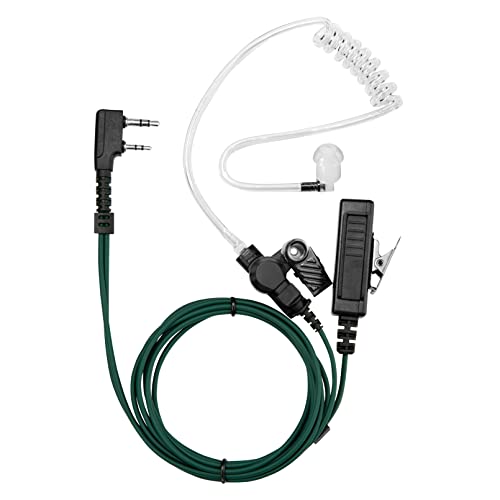 Two Way Radio Headset Compatible with Baofeng, Kenwood 2 Pin Walkie Talkie Surveillance Acoustic Tube Earpiece with Mic PTT, Camouflage Cable - color: Camouflage Cable