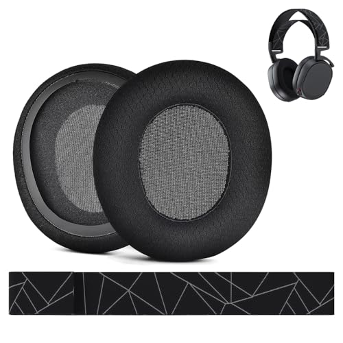 Ear Pads & Headband Replacement for SteelSeries Arctis 7/9 / Pro & Prime Wireless Gaming Headset etc. by MMOBIEL - Mesh Fabric Ear Pad Cushions & Elastic Fabric Headband Top Pad Cushion