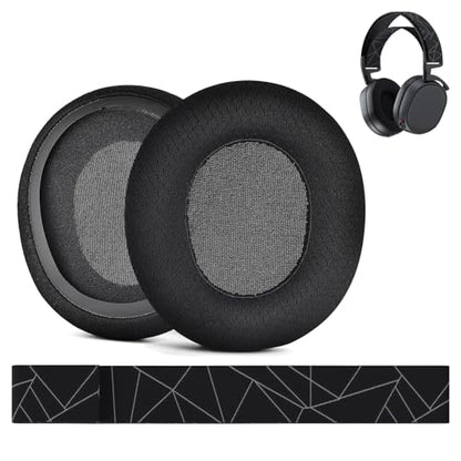 Ear Pads & Headband Replacement for SteelSeries Arctis 7/9 / Pro & Prime Wireless Gaming Headset etc. by MMOBIEL - Mesh Fabric Ear Pad Cushions & Elastic Fabric Headband Top Pad Cushion - size: Mesh Fabric