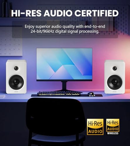 Edifier M90 Computer Speakers, 100W RMS Desktop Speakers, White | Hi-Res Audio with LDAC, Bluetooth 6.0 Compact Speaker, HDMI eARC/Optical/USB-C/AUX Inputs, SUB Out, Remote Control for TV/PC - color: White