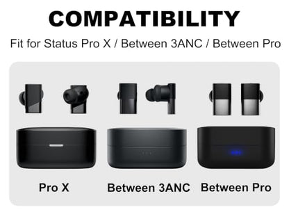 Replacement Ear Tips for Status Pro X, Between 3ANC, Between Pro | 9 Pairs, Black, S/M/L, Soft Silicone Eartips with Portable Storage Box