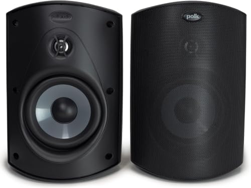 Polk Audio Atrium 6 Outdoor All-Weather Speakers with Bass Reflex Enclosure (Pair, Black), Broad Sound Coverage, Speed-Lock Mounting System (Pack of 8) - color: Black, size: 8 Speakers, style: Atrium 6