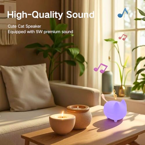 gingo Portable Bluetooth Speakers, Mini Wireless Speakers with Clarity Stereo, Super Bass,TWS Pairing,Built-in Mic,40H Playtime,BT5.3,Powerful Room-Filling Sound, Cute Pet Speaker (Purple) - color: Updated Purple